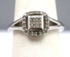 Sterling Silver 925 signed SUN Pave Diamond clear Cocktail Band Ring Size 6 3/4