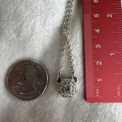 Vintage 1928 Brand Jewelry Crystal Octagon Silvertone Necklace 18”