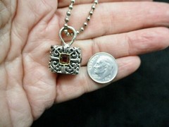 Vintage Bead Ball Chain w/Red Rhinestone Square Slide Necklace
