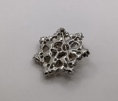 Vintage Silver Tone Topaz Pear & Square W/AB Oval Rhinestone Layered Star Brooch
