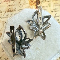 Superb 925 Sterling Silver & Gemstone Earrings – Vintage East European -#1881