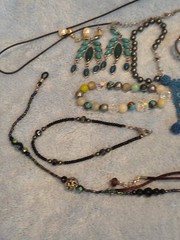 lot of 17 pcs of Beaded jewelry variety of items, sizes, Watch, colors.