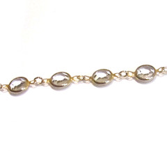 Vintage 90’s Bezel Set Round Faceted Clear Crystals,Silver Tone Metal Bracelet
