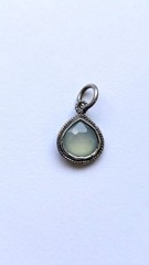 Vintage 925 Sterling Silver Prehnite Pendant Charm
