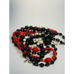 Necklace Lot Sarah Coventry And Others Red Black White Vintage Acrylic Long