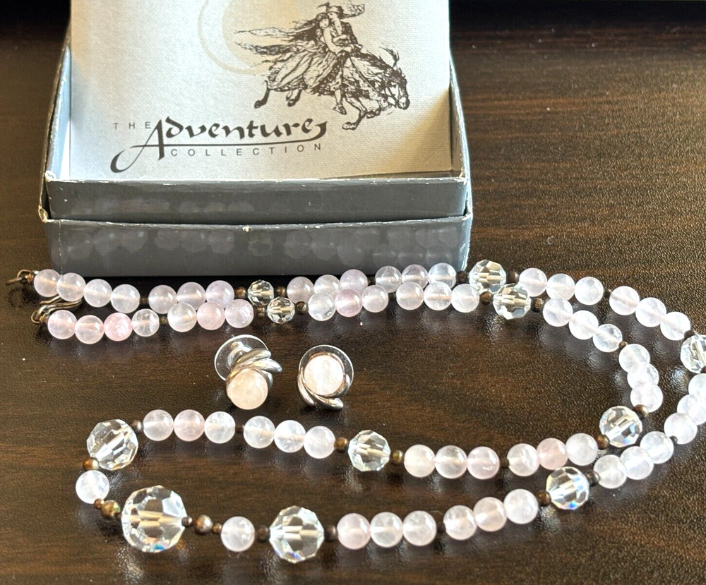 Vintage Bellissima Necklace & Earrings Rose Quartz Australian Crystal