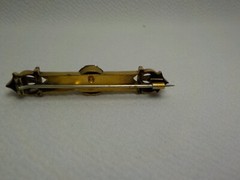 VINTAGE VICTORIAN GOLD FILLED WITH GOLD TOP TRIM BAR BROOCH PIN WITH TURQUOISE