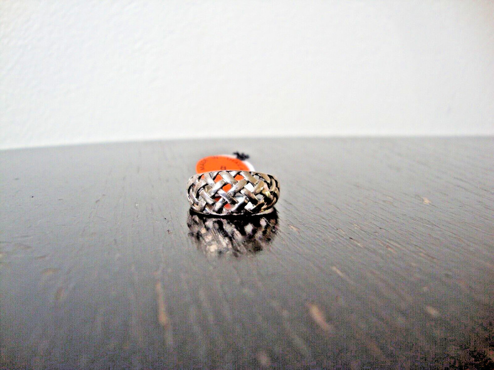 VINTAGE 1970-80s OPENWORK 3D WEAVED DOME RING STERLING SILVER STAMPED 925 SZ 8