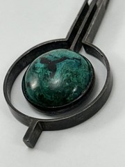 Vintage Israel Modernist Sterling Silver Eilat Stone Pendant 930 signed azurit