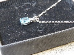 Vintage Blue Stone Silver Tone Necklace w/ Case
