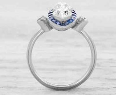 Art Deco Style Lab Created Diamond Engagement Anniversary 14K White Gold FN Ring