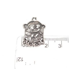 925 Sterling Silver Antique Art Deco Saint Anthony Oxidized Charm Pendant