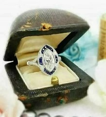 Art Deco Style Marquise Cut Lab Created Diamond 925 Silver Engagement Ring