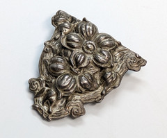 Antique Art Nouveau Floral Flower Silver Plated Scarf/Dress Clip 1 7/8″