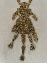 Vintage Large Accessocraft New York NYC Necklace Coro Heavy Brass Buddha 29 In.