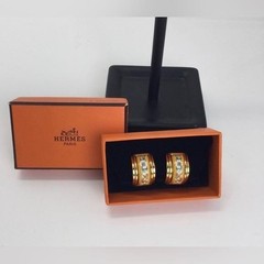 Hermes Vintage Cloisonne’ Luxury Enamel Floral Clip On Earrings in original box