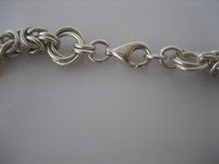 VINTAGE STERLING SILVER ROLO CHAIN AND GLASS BEAD NECKLACE AND EARRING SET
