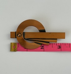 Vintage Art Deco Copper Tone Geometric Brooch Pin Abstract Modernist 3.25”