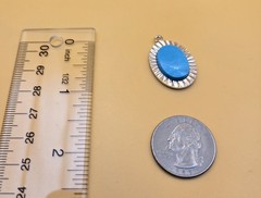 Vintage Walter C Hayward Sterling Silver Oval Sunburst Turquoise Pendant 1 1/8″