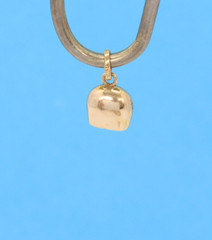 Vintage 18k Yellow Gold Cow Bell 5/8″ Pendant Charm Engraved