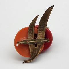 Beautiful Mixed Media Found Art Brooch pin Artisan Halloween Pumpkin Fall OOAK