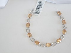 Vintage Sterling Silver 925 Gemstone Tennis Station Bracelet Fits 7″