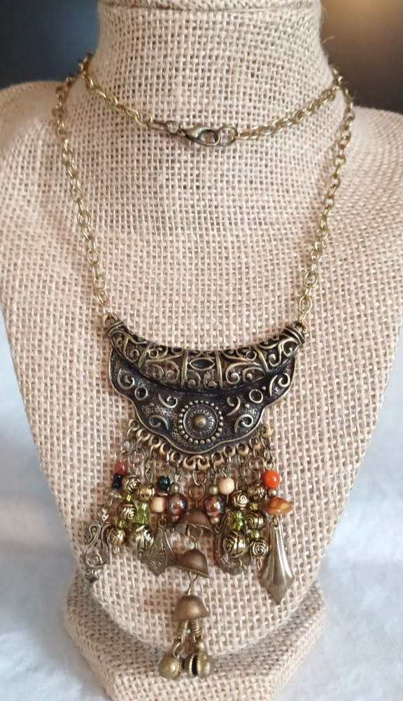 Bohemian dark metal aesthetic colorful beads with metal charms and dangles