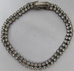 Retro Modern Art Deco Rhinestone Necklace Bracelet Earrings Set MCM c. Late 70s