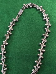 Vintage Signed .925 Sterling Silver Ball Rolo Chain Link Necklace 17 Inches