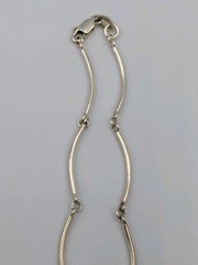 Vtg Sterling Silver Lab Created Gemstones Curved Tube Links 925 Necklace – 17.5″
