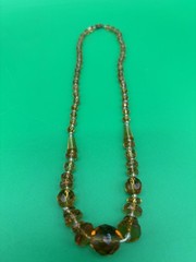 Antique Art Nouveau Cut Crystal Amber Costume Jewelry Necklace Art Deco – 01