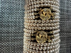 Lot Of 12 Piece Rose Gold Tone / Off- White Faux Pearl Gold Tone Clasp Bracelets