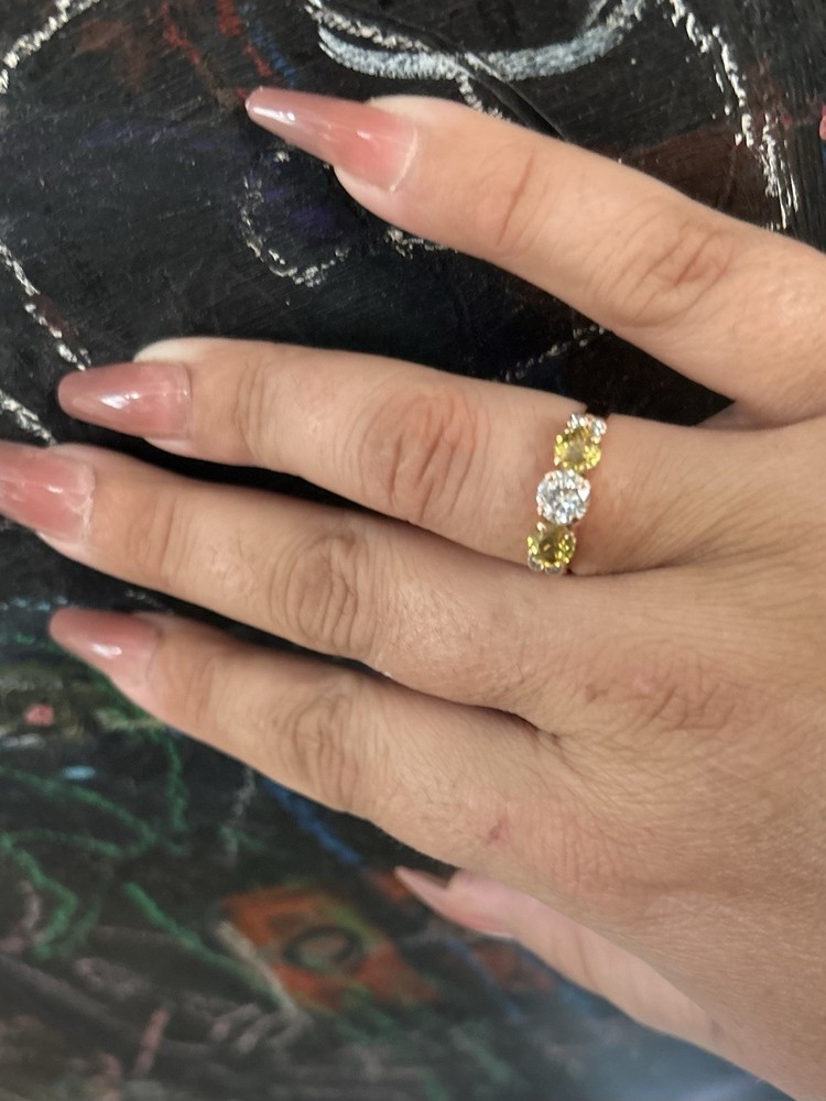 Antique natural diamond💎Canary🍋Sapphires retro RedGold masterpiece