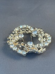 Vintage Fur Clip Sparkling Rhinestone & Gold Tone Clip Art Deco Fashion