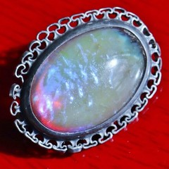 925 sterling silver brooch 5.20ct crystal opal pin 1900’s antique 3.1gr N3035