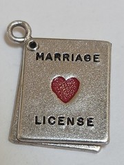 Sterling Silver ~ Marriage License Charm ~ Slides Open ~ Enamel ~ VINTAGE