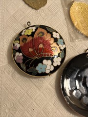 Vintage Cloisonne Butterfly Jewelry 7pc Pendants Earrings Elephant Peacock Cuff