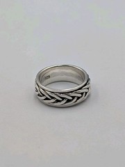 Vtg 925 Sterling Silver Braided Spinner Ring Size 8.75 Unisex Fidget Worry Band