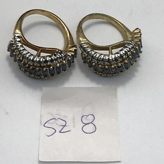 Vintage 18K HGE Gold Plated Blue Baguette & Blue Crystals Ring varied sizes