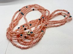 Vintage 100” Jay King DTR Pink Coral Turquoise Beaded Necklace Endless Strand