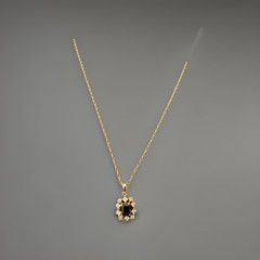 BLACK ONYX CZ CUBIC ZIRCONIA GOLD TONE CHAIN NECKLACE EARRINGS SZ SET