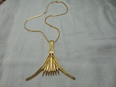 vtg MMA Egyptian signed 1976 King Tut Lotus Flower replica pendant necklace