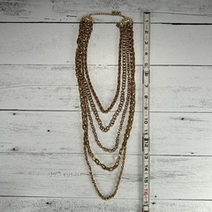 Vintage Gold Tone Multi Strand Chain Necklace 1980s-1990s Costume Jewelry