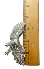 Vintage 80’s Chunky Glass Rhinestone Figural Eagle Brooch Pendant Military Style