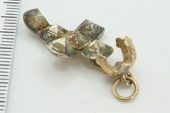 SMALL SCALE VINTAGE ENGLISH GOLD & SILVER MASONIC ORB / CROSS FOB CHARM