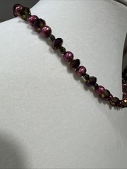Vintage Beaded Necklace Purple Plum Crystal Faux Pearl Choker Art Deco