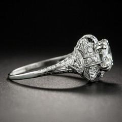 1.35 Ct White Round Cut Simulated Diamond Art Deco Antique Sterling Silver Ring