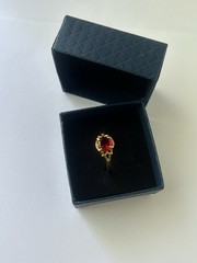 Vintage Red Cubic Zirconia Ring Gold Plated Womens Size 10
