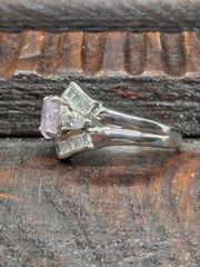 Vtg STUNNING Sterling Silver 925 PINK ICE TOPAZ Cz Details Ring Signed FAS Sz 8