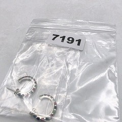 Vintage 925 Sterling Silver Multicolor Inlay Hoop Earrings 21mm Southwest Boho